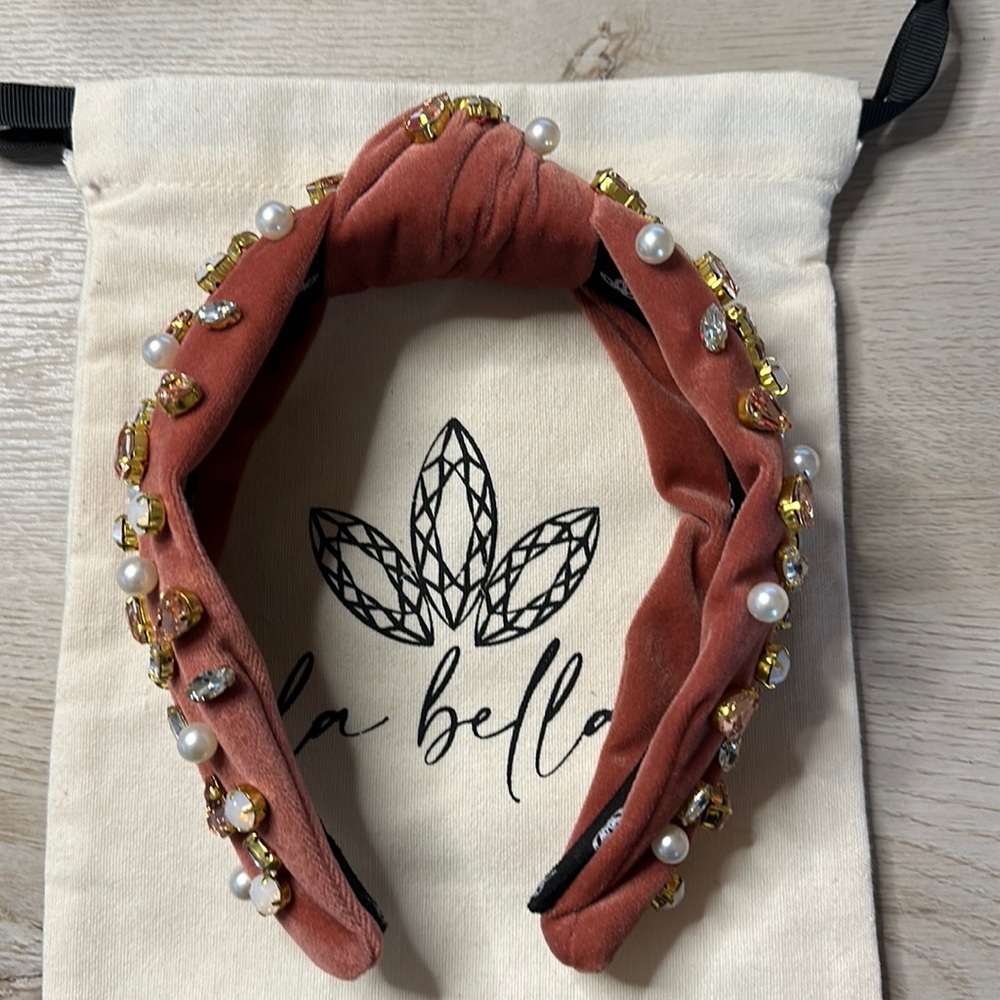 La Bella rose gold pearl and crystal headband